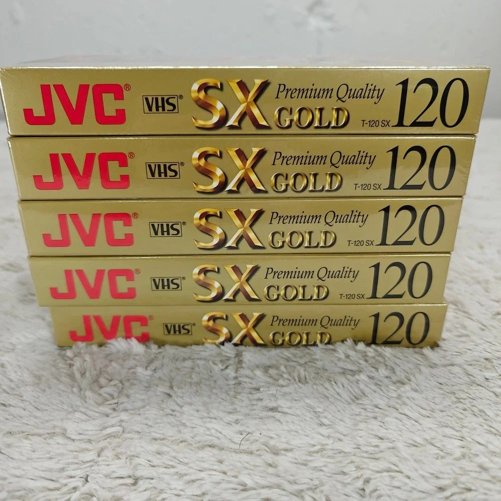 JVC SX Gold Premium‎ Quality T-120 VHS Tapes Factory Sealed Lot of 5 EP 6 Hours